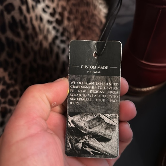 Men's Burgundy Leather military double buckle combat boots - Picture 6 of 13